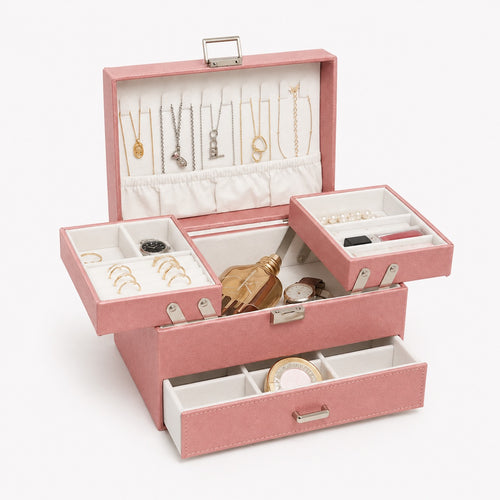 Boîte à Bijoux Cuir Multi-Rangements Sécurisée