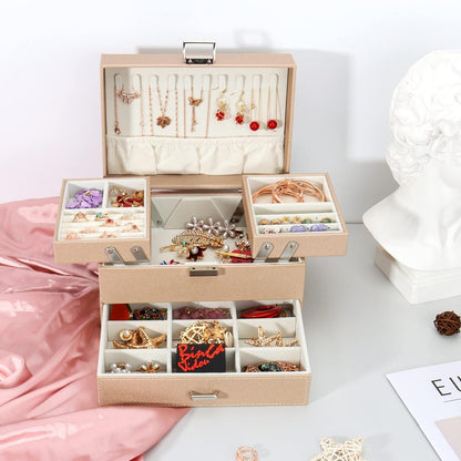 Boîte à Bijoux Cuir Multi-Rangements Sécurisée