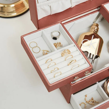 Boîte à Bijoux Cuir Multi-Rangements Sécurisée