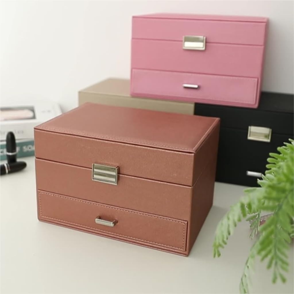 Boîte à Bijoux Cuir Multi-Rangements Sécurisée