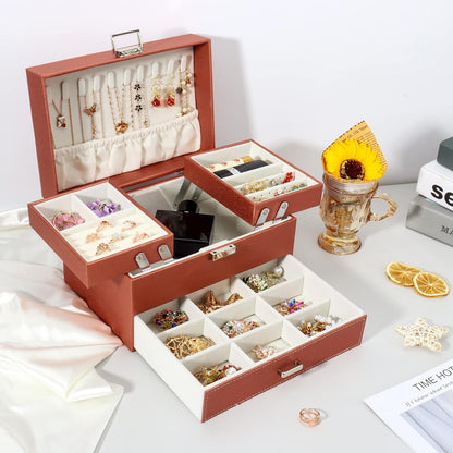 Boîte à Bijoux Cuir Multi-Rangements Sécurisée
