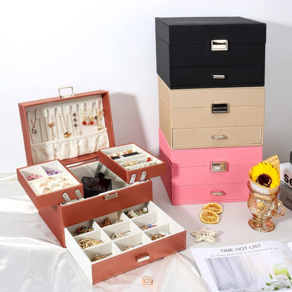 Boîte à Bijoux Cuir Multi-Rangements Sécurisée