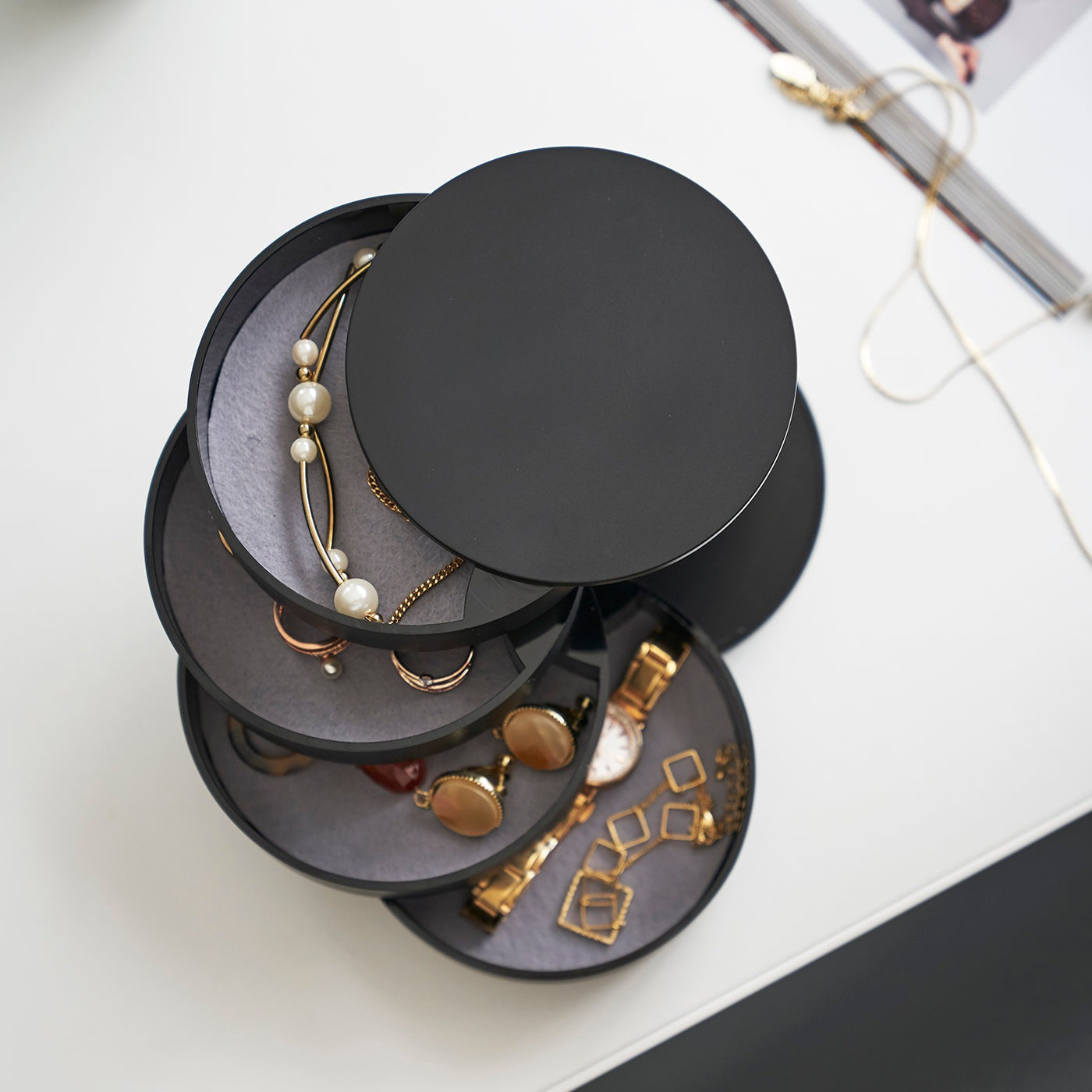 Boîte à Bijoux Rotative Compacte et Pratique