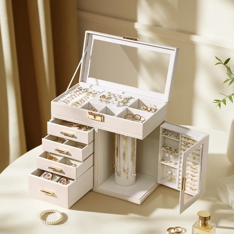 Boîte à Bijoux Rotative et Tiroirs Pratique