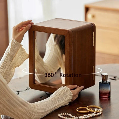 Boîte à Bijoux Rotative en Bois - Rangement Élégant