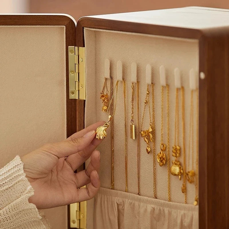 Boîte à Bijoux Rotative en Bois - Rangement Élégant