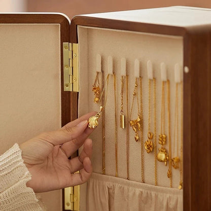 Boîte à Bijoux Rotative en Bois - Rangement Élégant