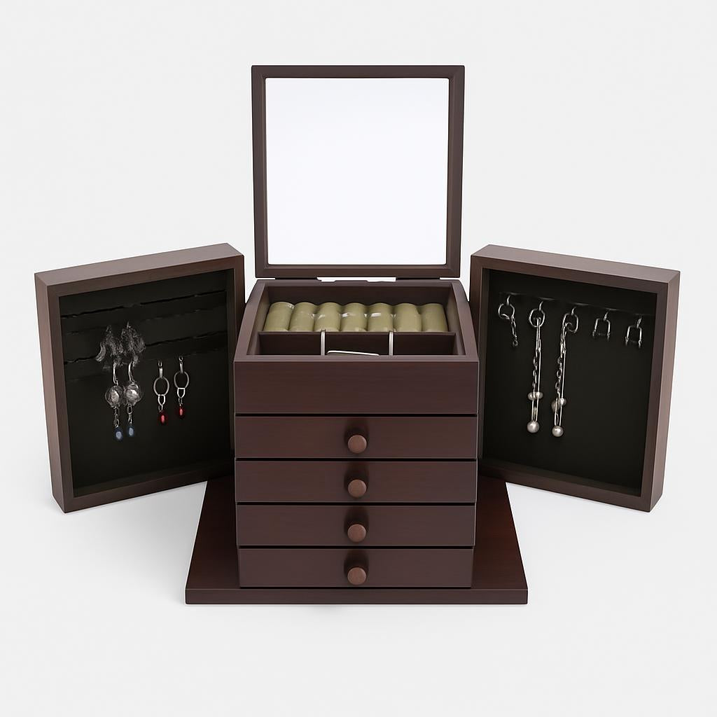 Boîte à Bijoux Vintage Bois - Rangement Pratique