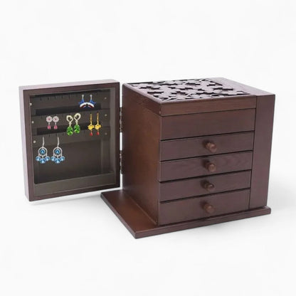 Boîte à Bijoux Vintage Bois - Rangement Pratique