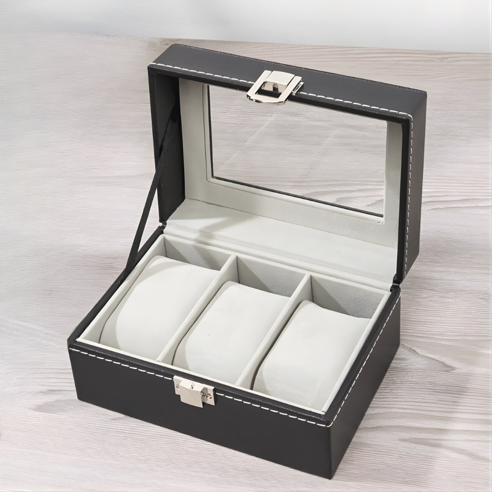 Boîte à Montre 3 Slots pour Rangement Élégant