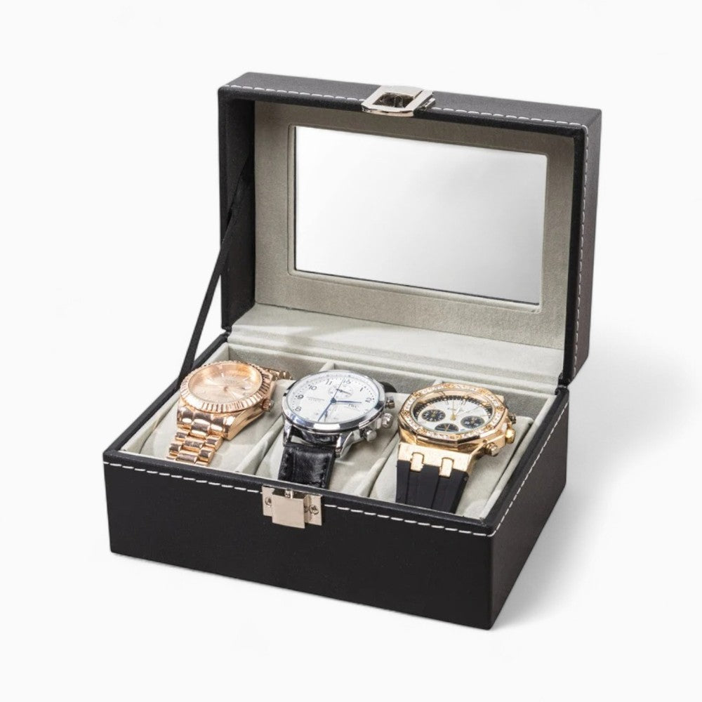 Boîte à Montre 3 Slots pour Rangement Élégant
