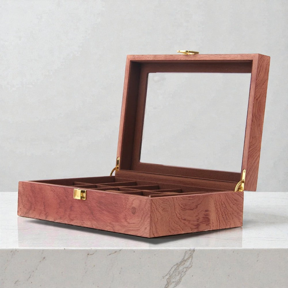 Boîte à Montre Bois 12 Emplacements avec Couvercle
