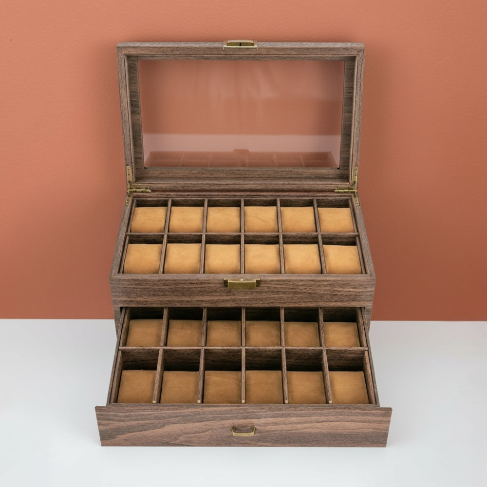 Boîte à Montre en Bois 24 Compartiments