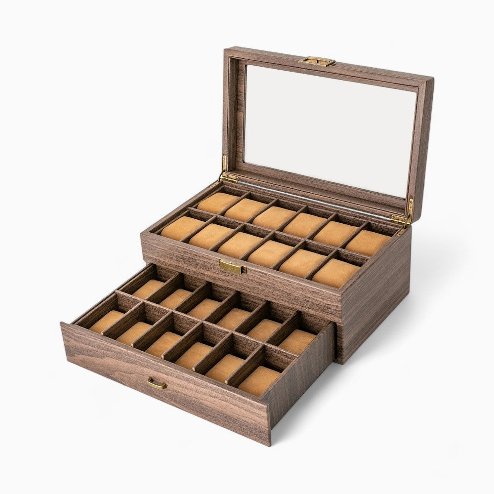 Boîte à Montre en Bois 24 Compartiments
