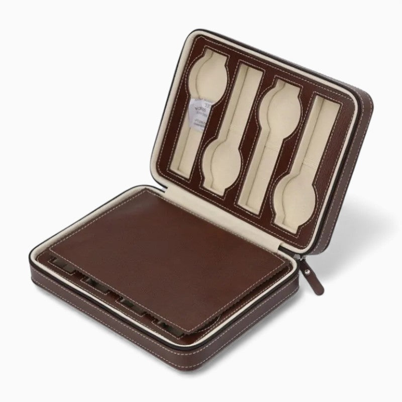 Boîte à Montre Voyage Compacte en Similicuir