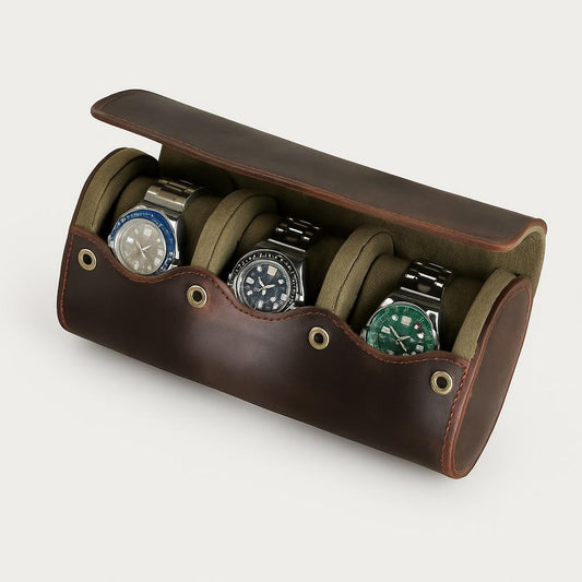 Boîte à Montre Rétro Cuir - Étui de Voyage