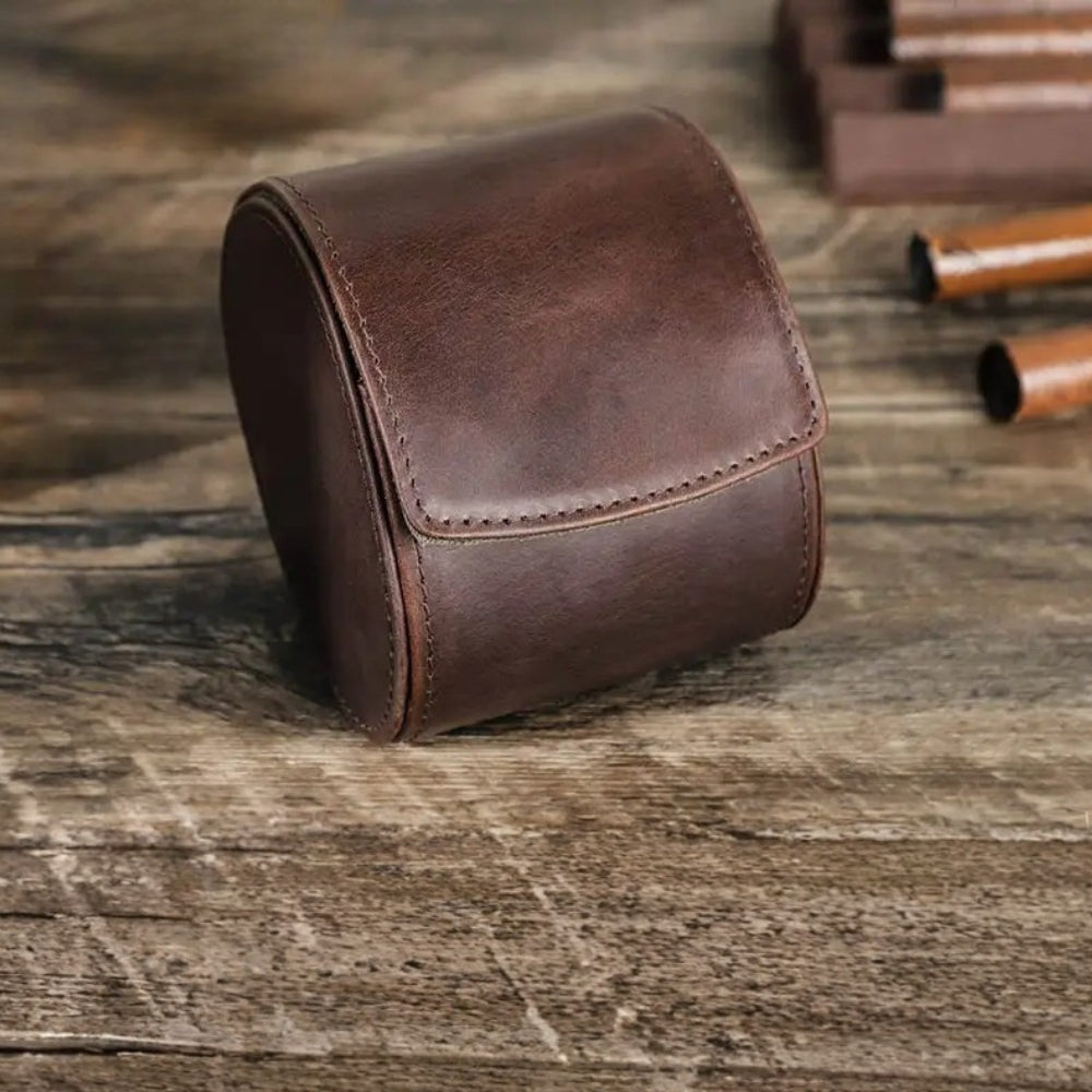 Boîte à Montre Rétro Cuir - Étui de Voyage