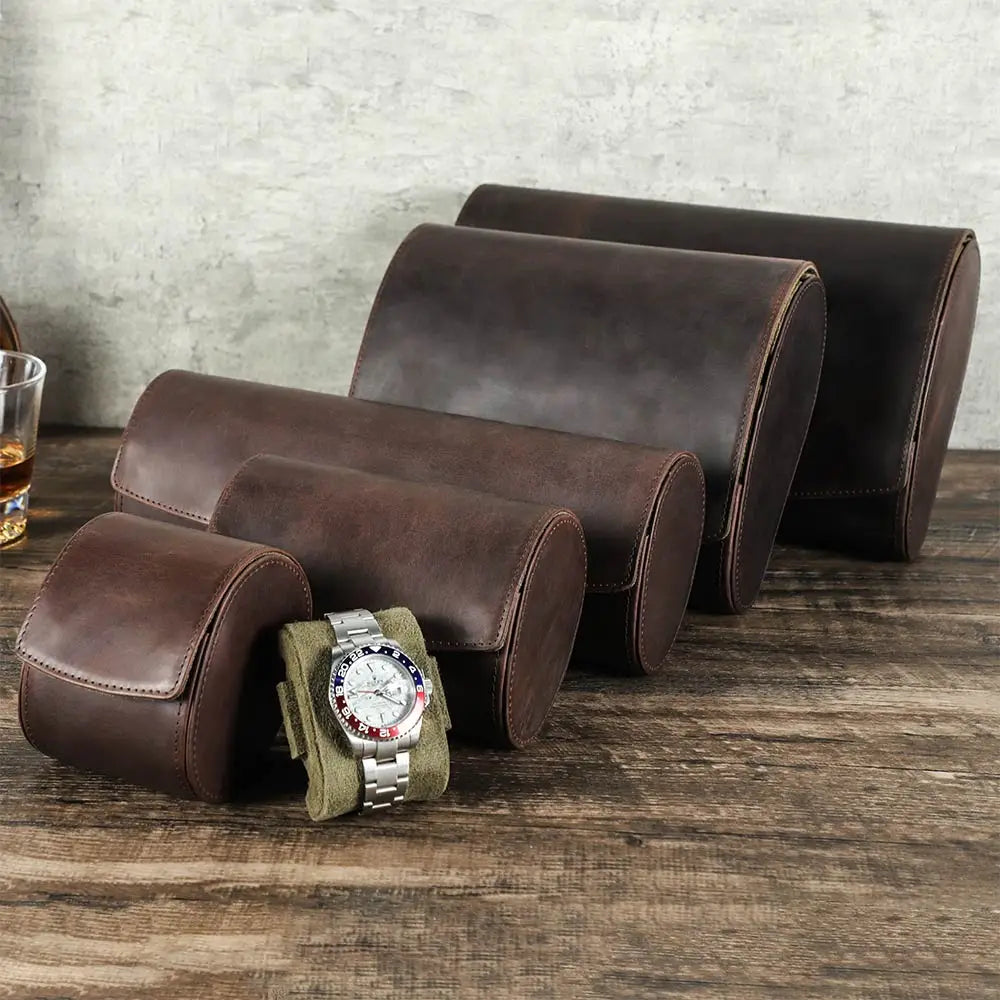 Boîte à Montre Rétro Cuir - Étui de Voyage