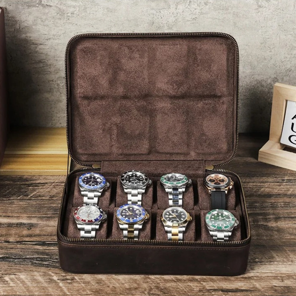 Boîte à Montre Vintage Voyage - 8 Montres