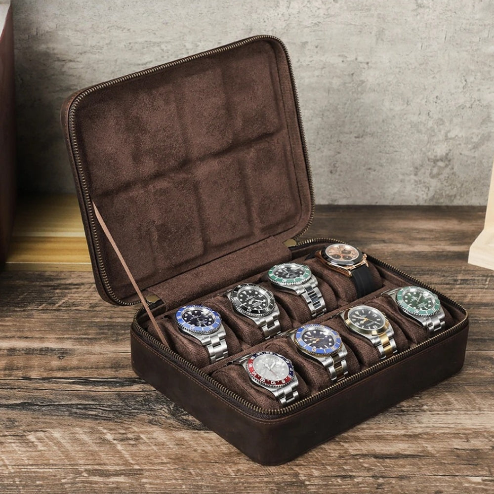 Boîte à Montre Vintage Voyage - 8 Montres