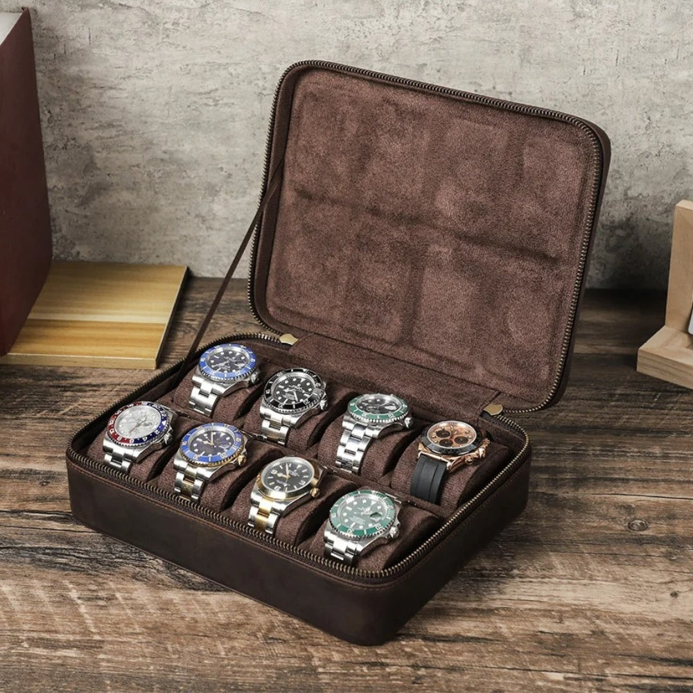 Boîte à Montre Vintage Voyage - 8 Montres