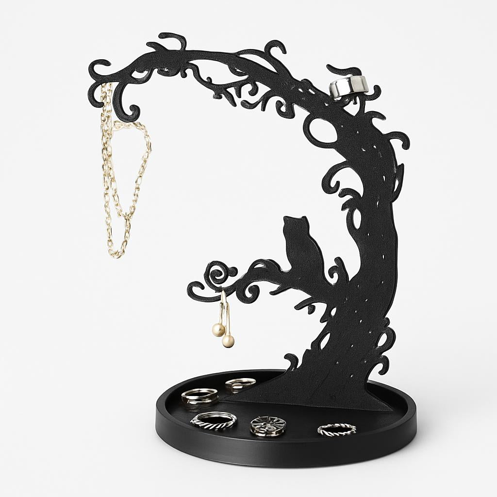 Porte Bijoux Gothique Chat Noir - Rangement Boucles