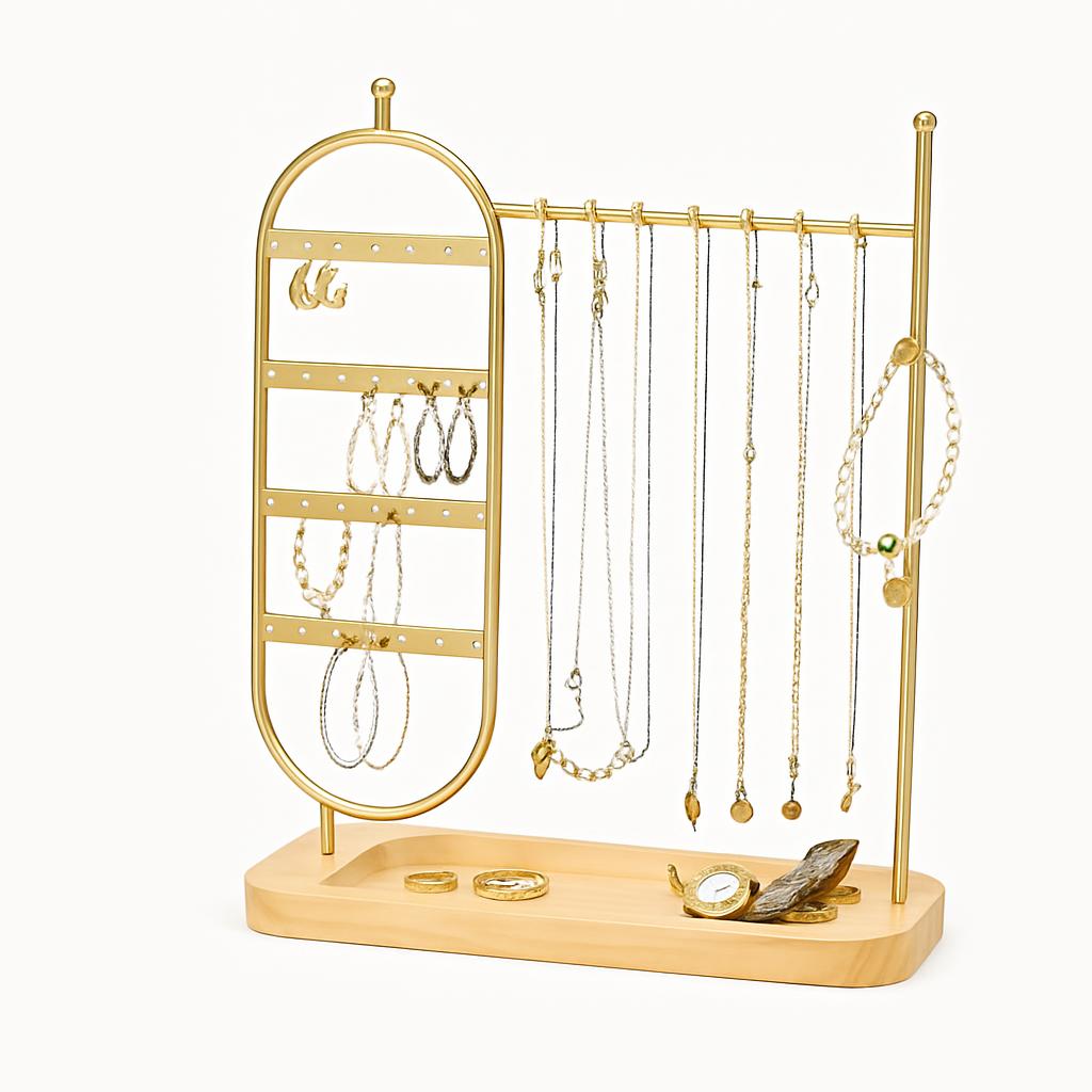 Porte Bijoux Métal Bois - Rangement Colliers