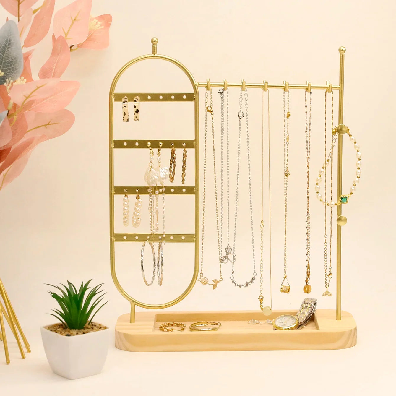 Porte Bijoux Métal Bois - Rangement Colliers