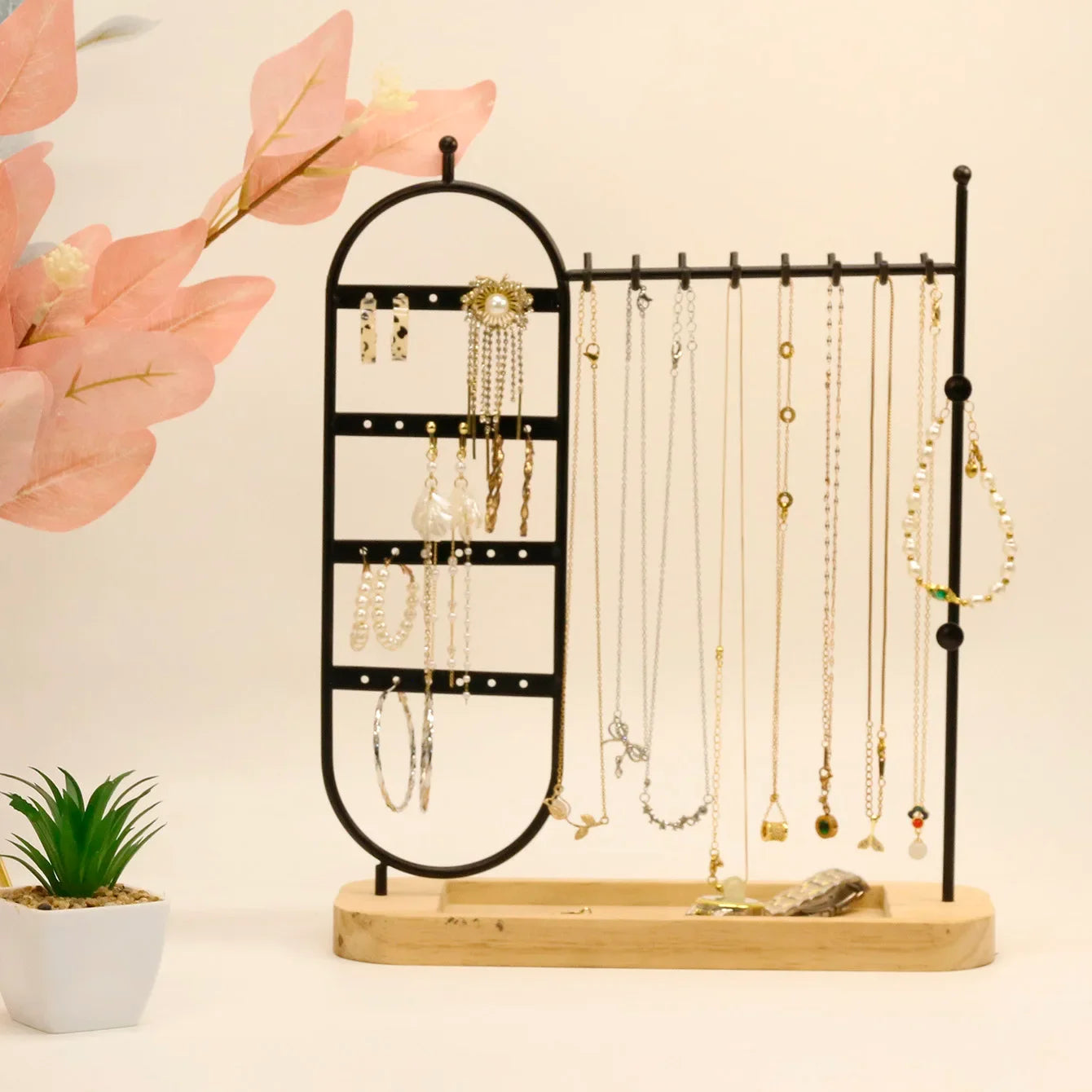 Porte Bijoux Métal Bois - Rangement Colliers