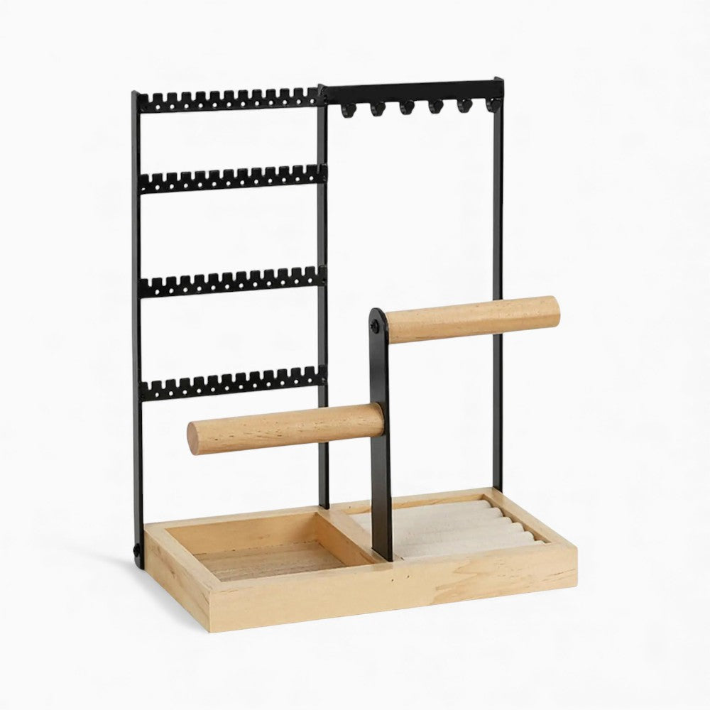Porte Bijoux Bois Métal - Rangement Multi-Niveaux