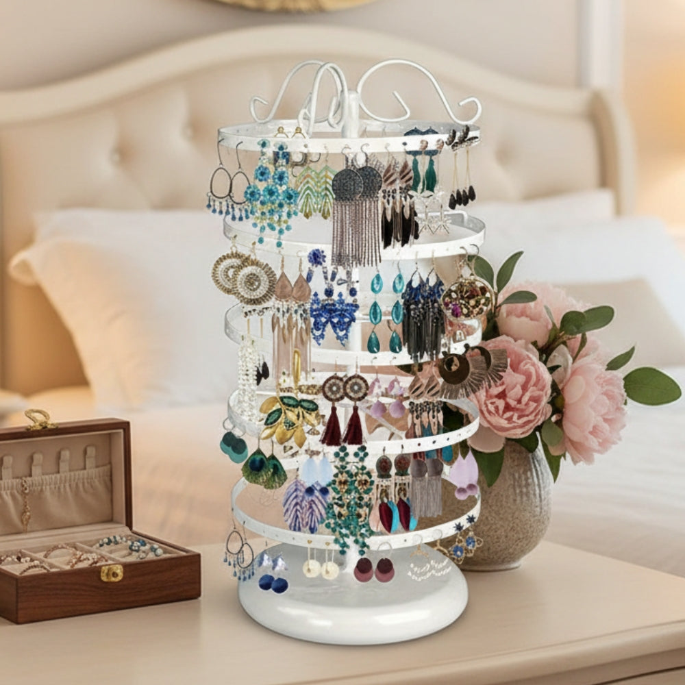 Porte Bijoux Rotatif Boucles d'Oreilles 4 Niveaux