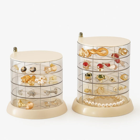 Porte Bijoux Rotatif avec Tiroirs - Transparent