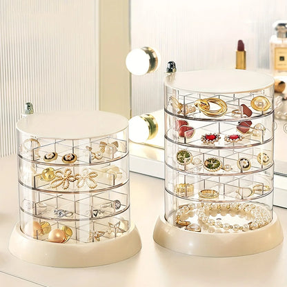 Porte Bijoux Rotatif avec Tiroirs - Transparent