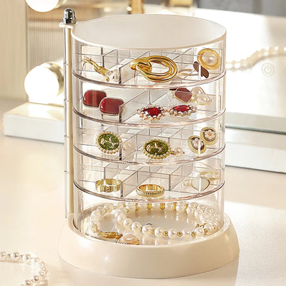 Porte Bijoux Rotatif avec Tiroirs - Transparent